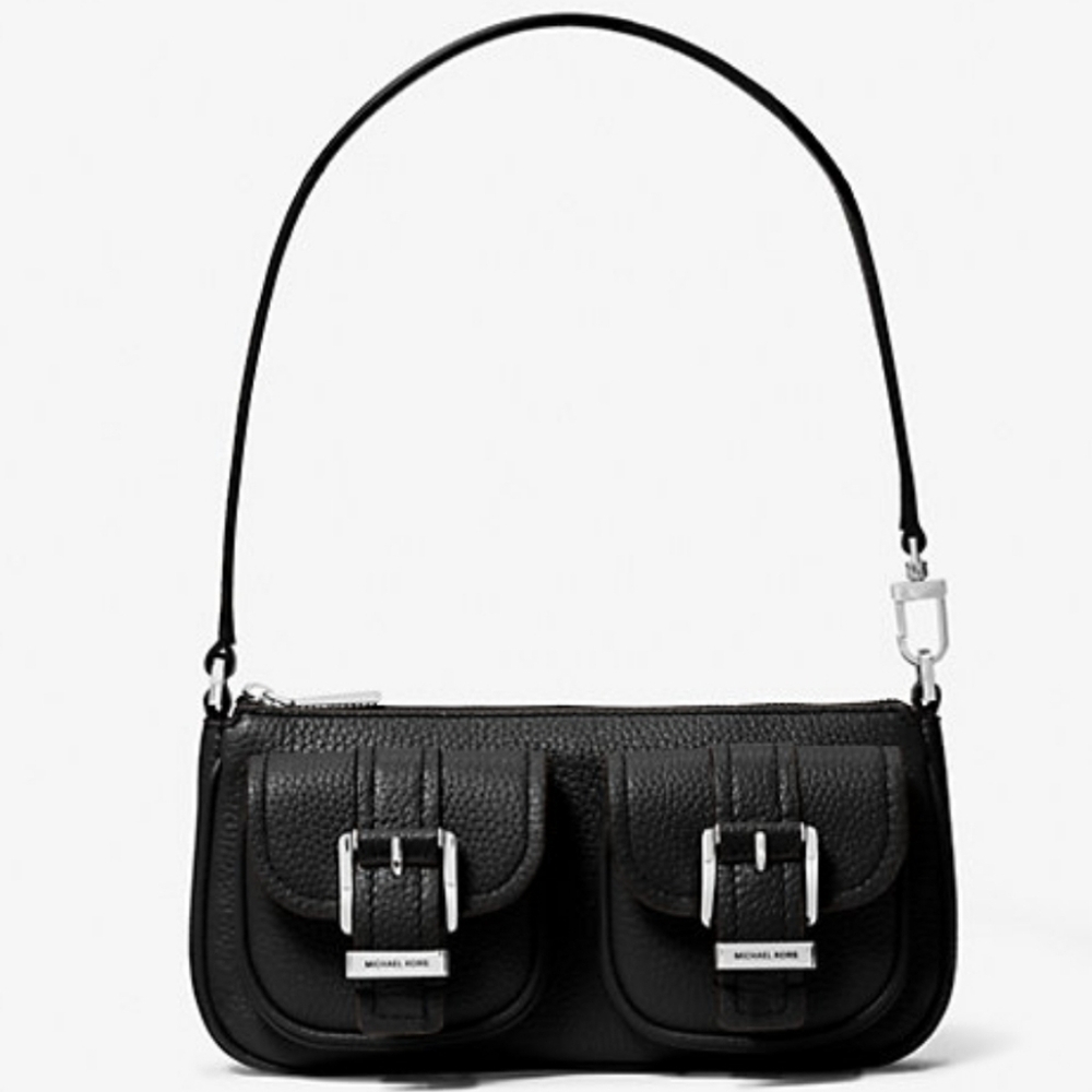 MICHAEL KORS Small Zoe Black Leather Shoulder Pochette Bag